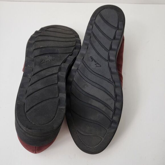 CLARKS Sharon Dasher Womens 10 Burgundy Suede Comfort Shoes Slip On Loafers - Picture 9 of 10